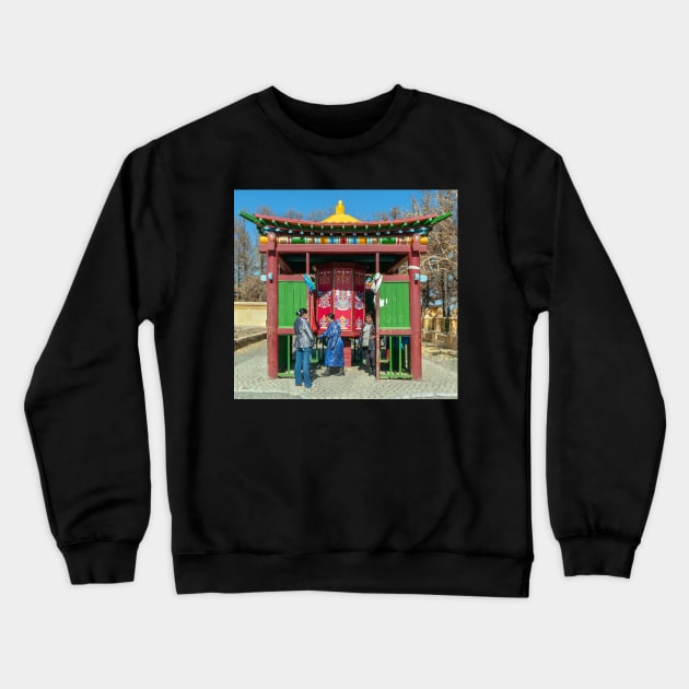 Pray Wheel, Gandan Monastery, Ulaanbataar, Mongolia. Crewneck Sweatshirt by bulljup